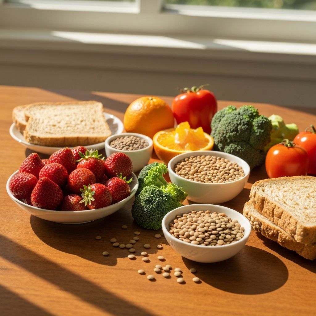 Vielfältige frische Lebensmittel für gesunde Ernährung